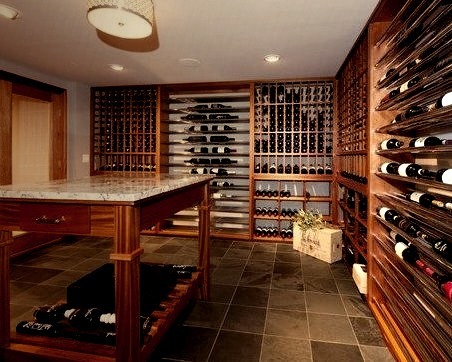 Contemporary Basement Wine Cellar And Tasting Room